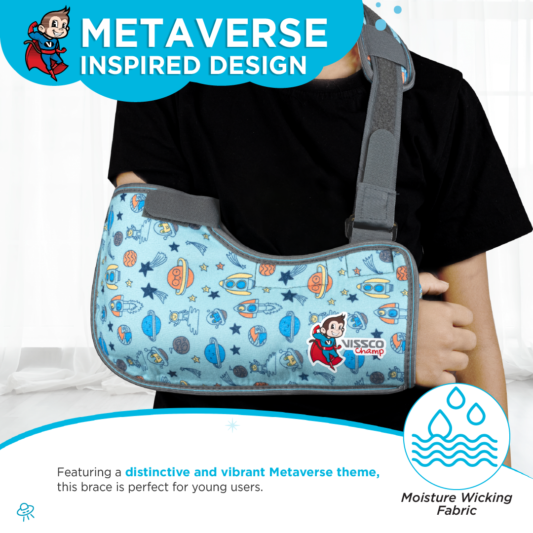 Vissco Champ Arm Sling Shoulder Support for Kids, Fracture Support, Immobilization, Prevents Shoulder Dislocation, Skin Friendly & Breathable Material.