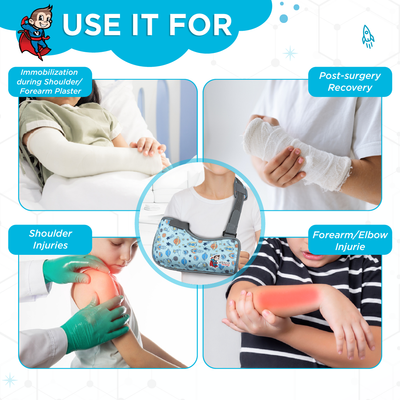 Vissco Champ Arm Sling Shoulder Support for Kids, Fracture Support, Immobilization, Prevents Shoulder Dislocation, Skin Friendly & Breathable Material.