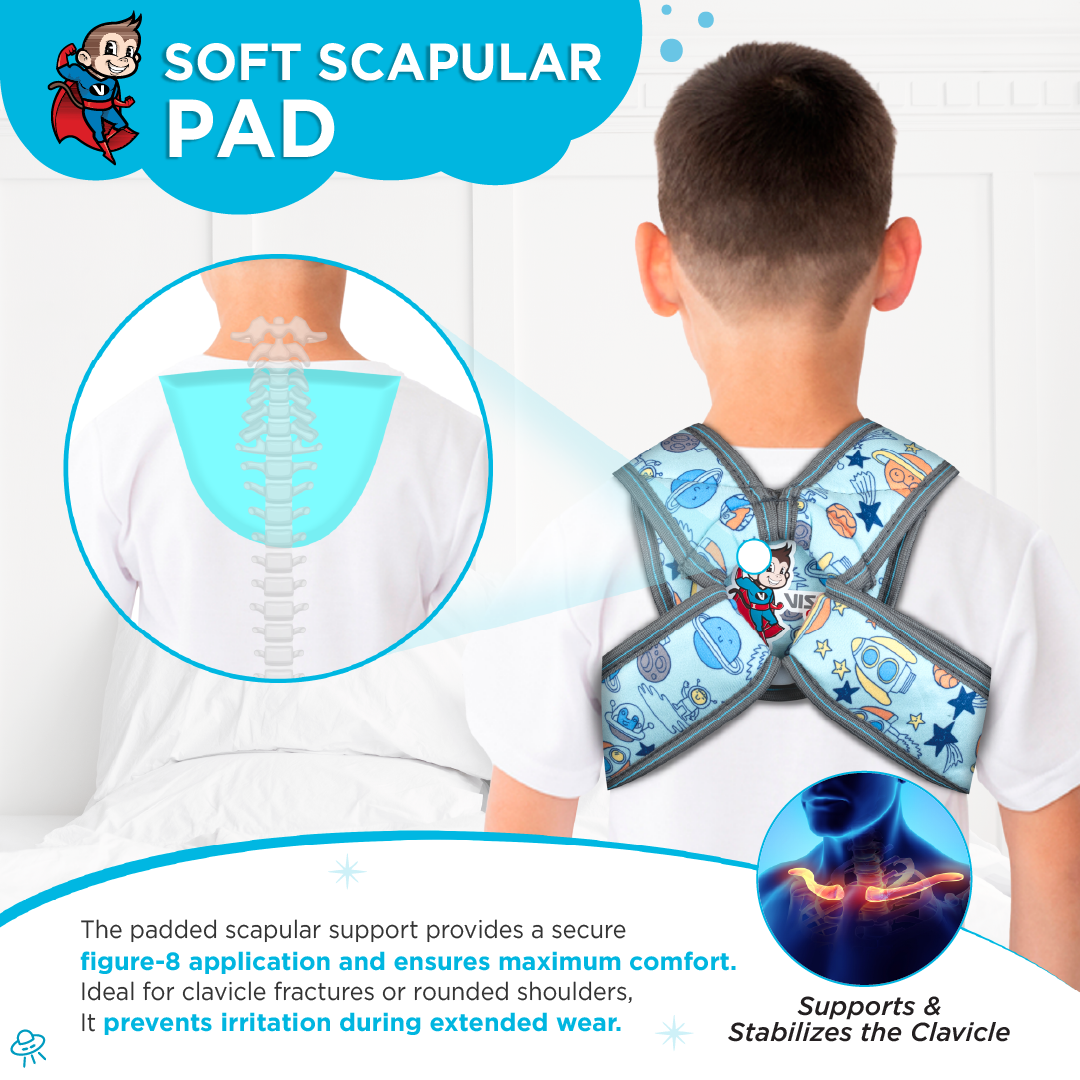 Vissco Champ Clavicle Brace Shoulder Support for Kids, Stabilizes the clavicle, Comfortable & Adjustable for Fractures, Pain Relief & Recovery