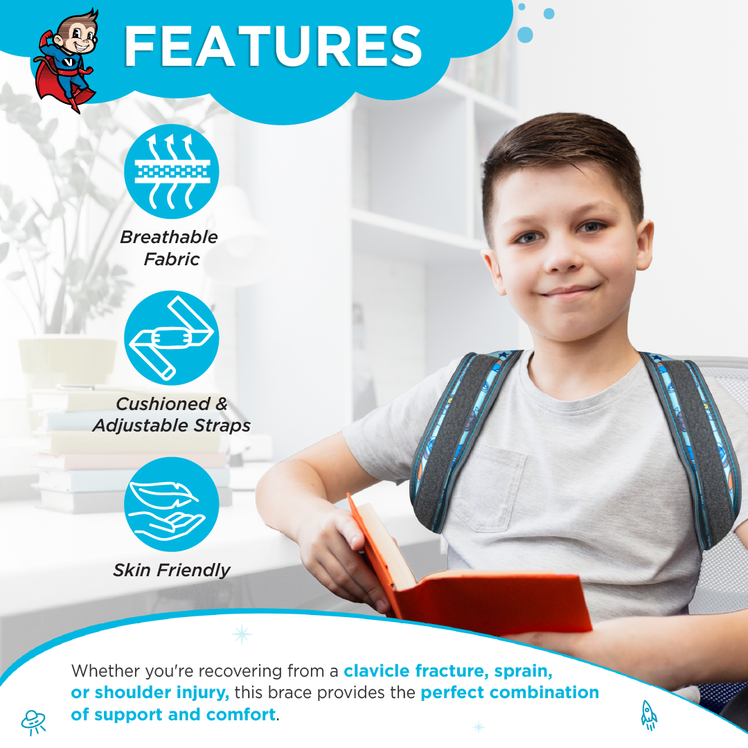 Vissco Champ Clavicle Brace Shoulder Support for Kids, Stabilizes the clavicle, Comfortable & Adjustable for Fractures, Pain Relief & Recovery