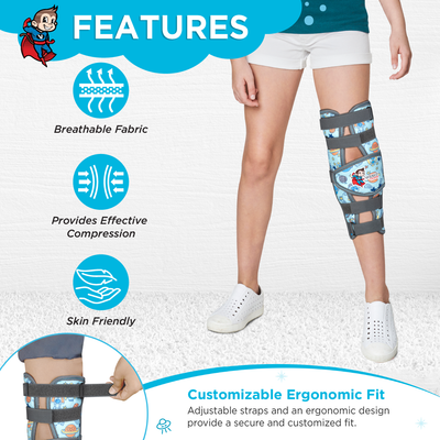 Vissco Champ Knee Brace for Kids (Firm Support) Knee Support for Osteoarthritis of knee joint, Pain Relief, Knee Stabilizer, Joint Injury, Knee Immobilizer