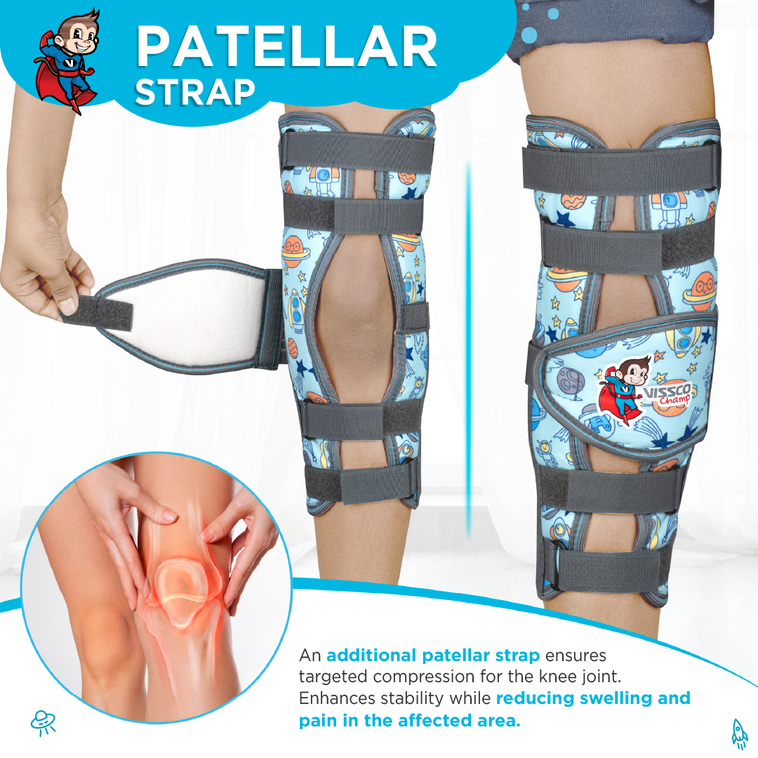 Vissco Champ Knee Brace for Kids (Firm Support) Knee Support for Osteoarthritis of knee joint, Pain Relief, Knee Stabilizer, Joint Injury, Knee Immobilizer