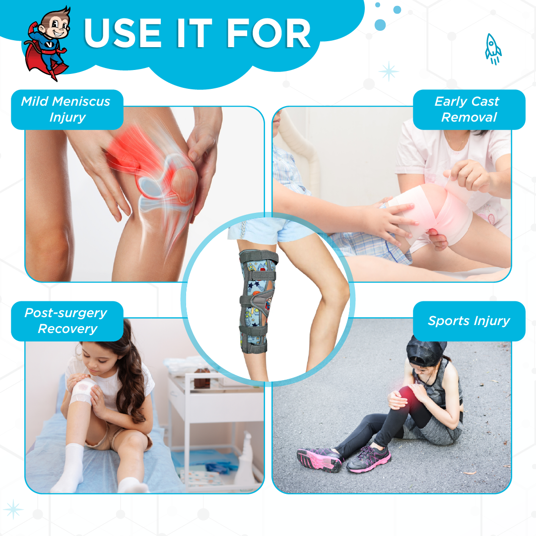 Vissco Champ Knee Brace for Kids (Firm Support) Knee Support for Osteoarthritis of knee joint, Pain Relief, Knee Stabilizer, Joint Injury, Knee Immobilizer