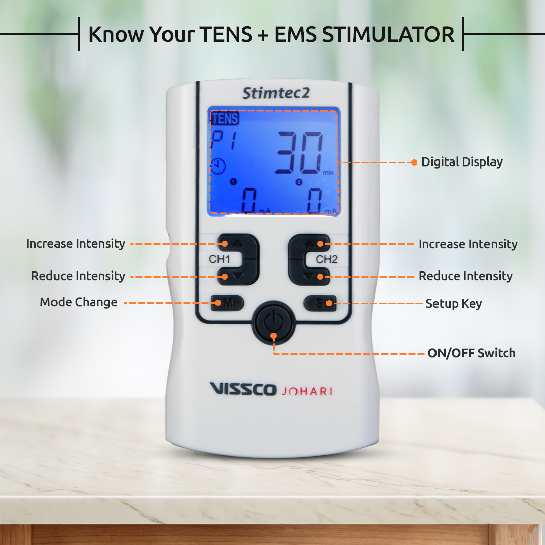 Vissco Johari StimTec-2 | Portable Electrotherapy Device | Use for Muscle Strengthening & Pain Relief
