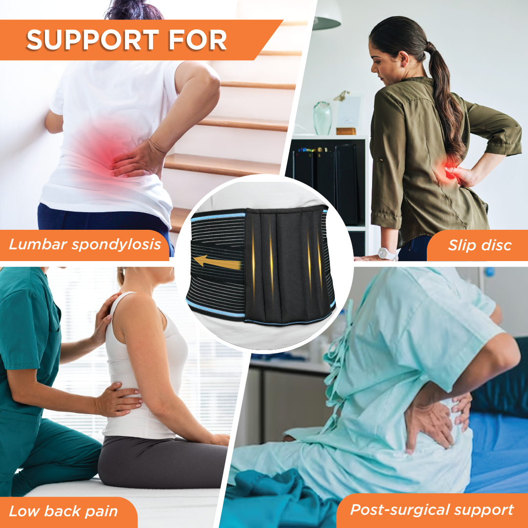 Lumboset Belt (Basic) - Mild Support | Provides Support to the  Back | Relief from Back & Abdomen Pain (Black)