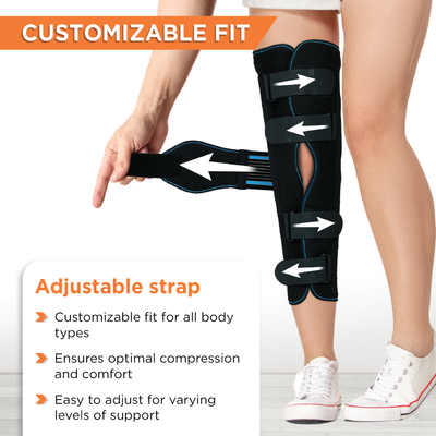 Knee Stabler - Long (19" Brace) |Ideal firm Knee support that limits knee motion & stabilizes the knee with mediolateral metal supports | Color - Black