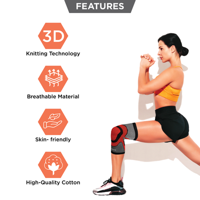 3D Knee Cap | Provides optimum compression and mild support for free Knee movement | Color - Multicolor (Single Piece)