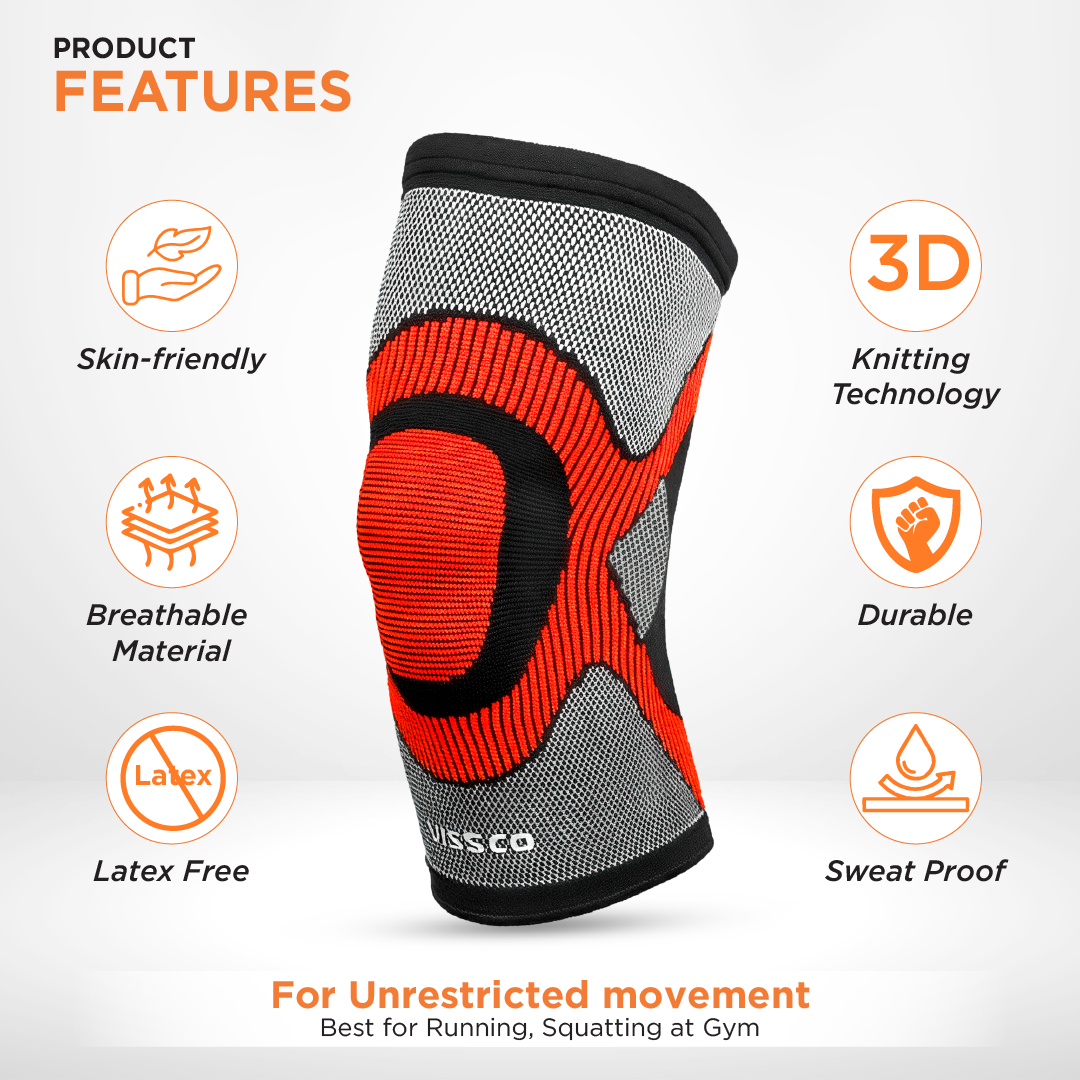 3D Knee Cap | Provides optimum compression and mild support for free Knee movement | Color - Multicolor (Single Piece)