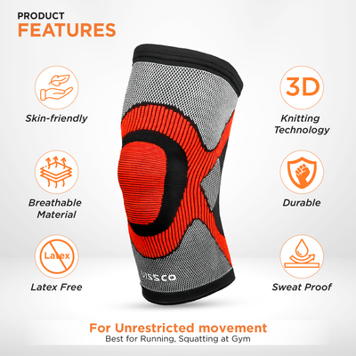 3D Knee Cap | Provides optimum compression and mild support for free Knee movement | Color - Multicolor (Single Piece)
