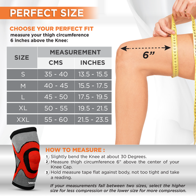 3D Knee Cap | Provides optimum compression and mild support for free Knee movement | Color - Multicolor (Single Piece)