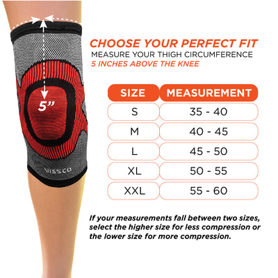 3D Knee Cap with Donut Padding Size Chart