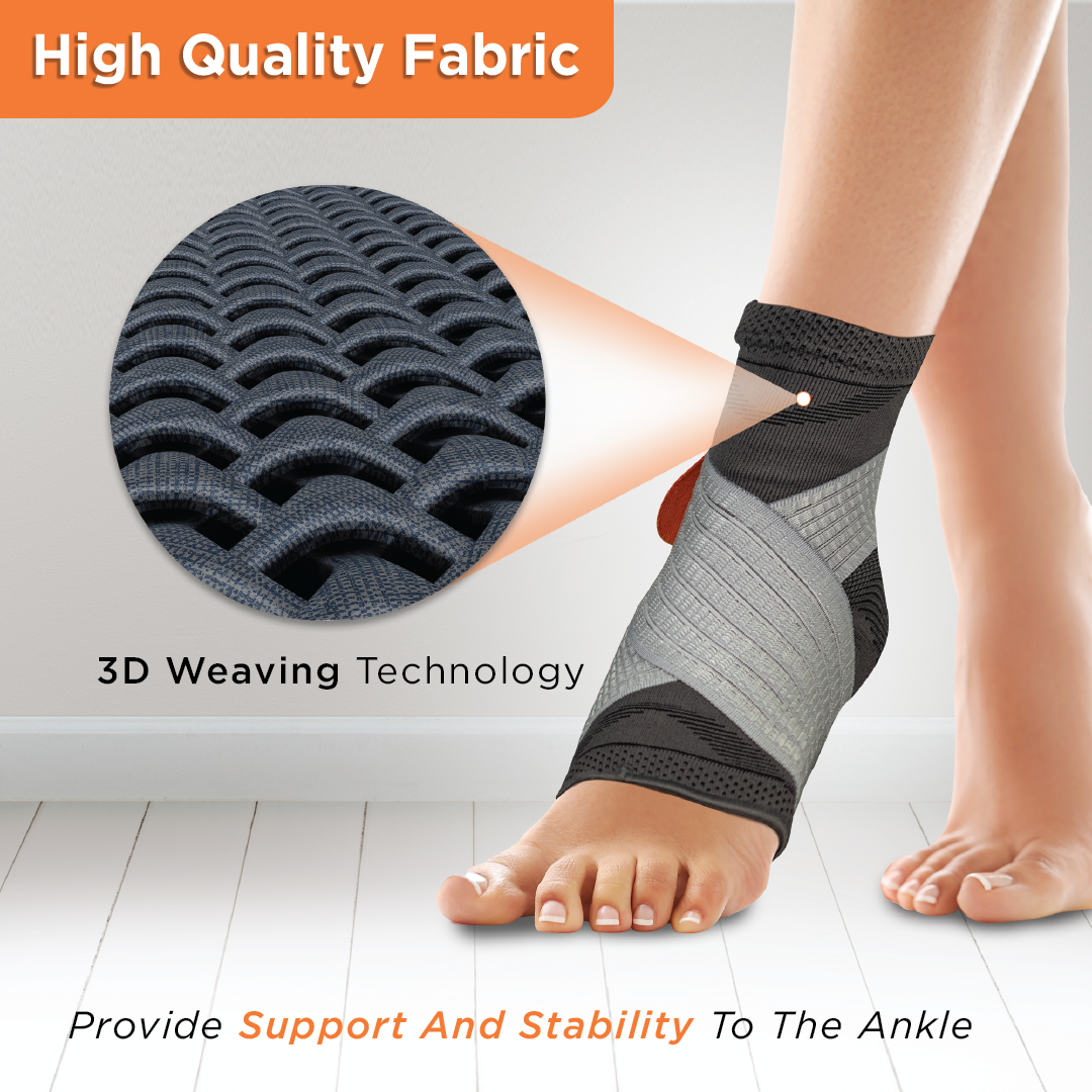Ankler (Moderate Support)| 2 in 1 Anklet + Binder | Provides support & stability to the Ankle (Grey)