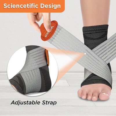 Ankler (Moderate Support)| 2 in 1 Anklet + Binder | Provides support & stability to the Ankle (Grey)