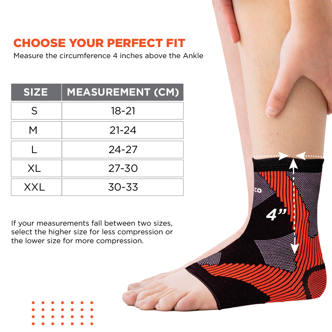 3D Ankle Support Size Chart