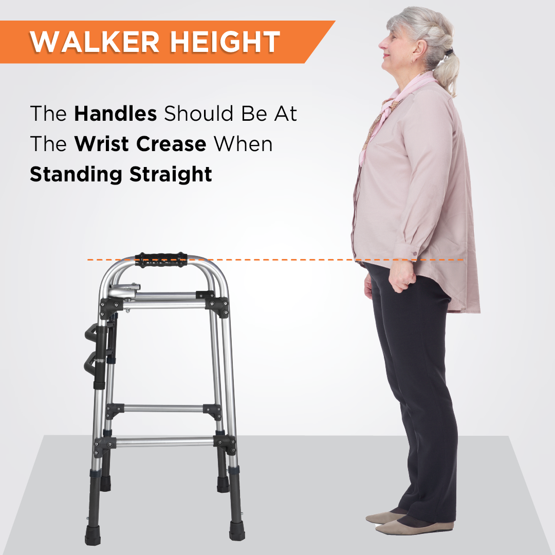 Dura Max Walker (Aluminium) | Foldable Walking Aid | Adjustable Height  | Light Weight | With Premium Grade Rubber Shoes and PVC Grip  (Grey)