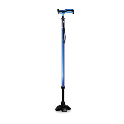 Avanti Plus - T Shape Aluminum Stick | Lightweight Walking Stick | Adjustable Height |Wide Base for Balance (Blue)