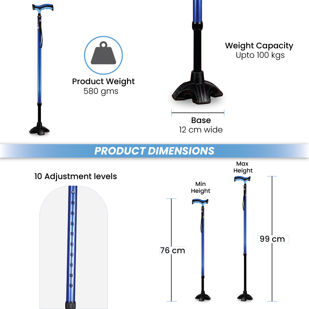 Vissco Avanti Plus Walking Stick - Big Shoe, T-Shaped | Aluminum