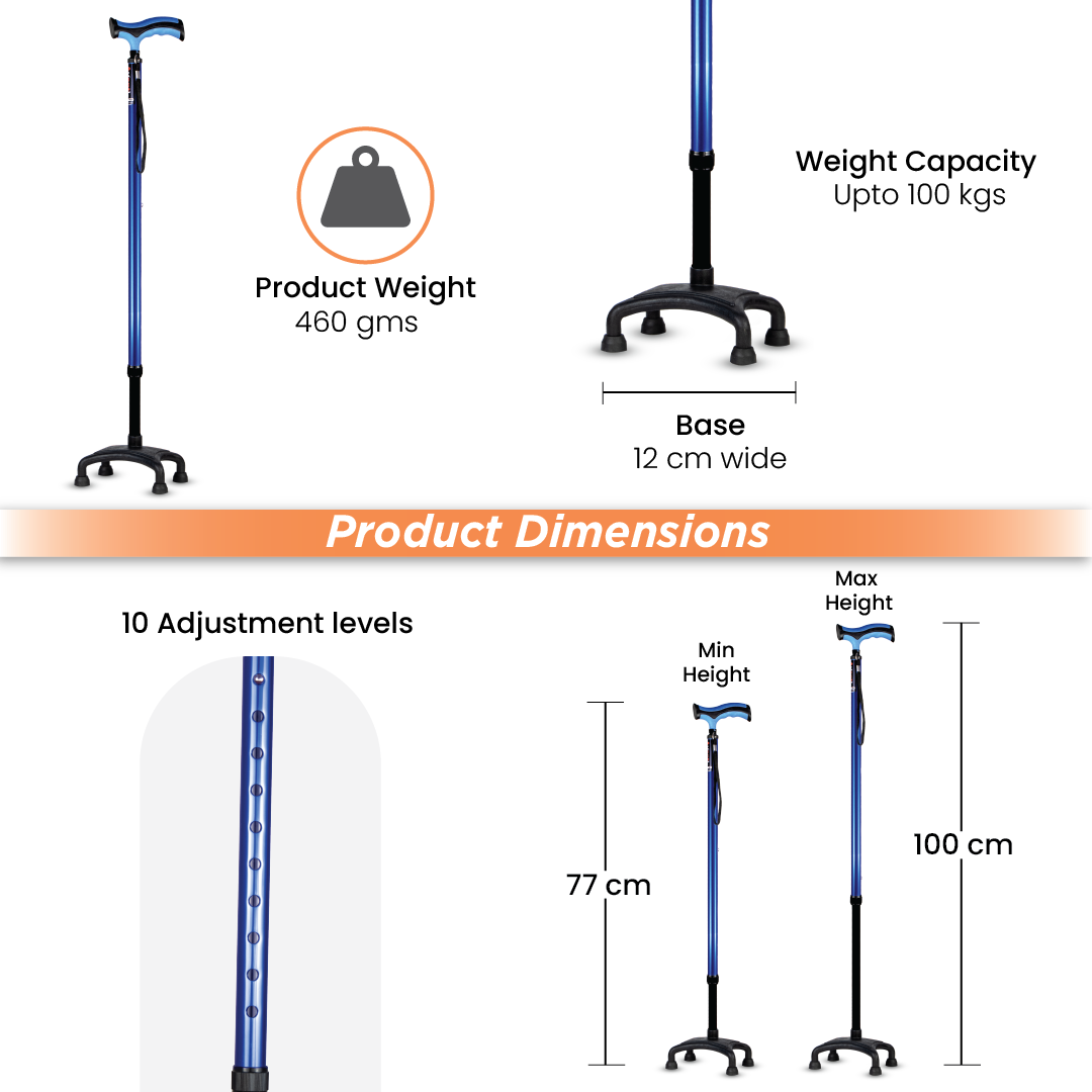 Avanti Plus - T Shape Aluminum Quadripod Stick | Lightweight Walking S ...