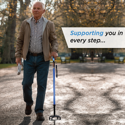Vissco Avanti Plus Walking Stick - Quadripod, T-Shaped | Aluminum