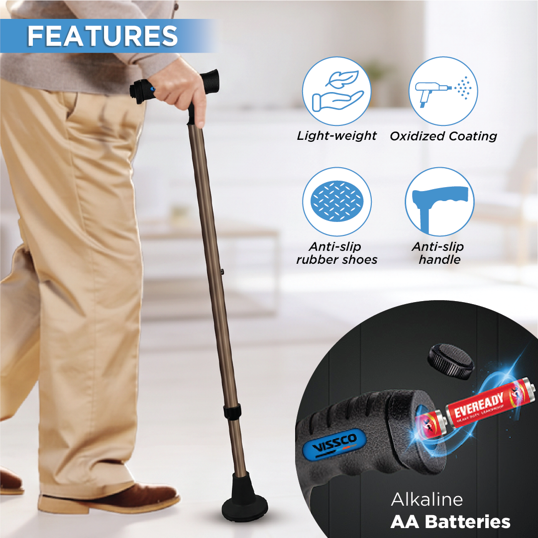 Vissco Avanti Light Walking Stick - with Torchlight
