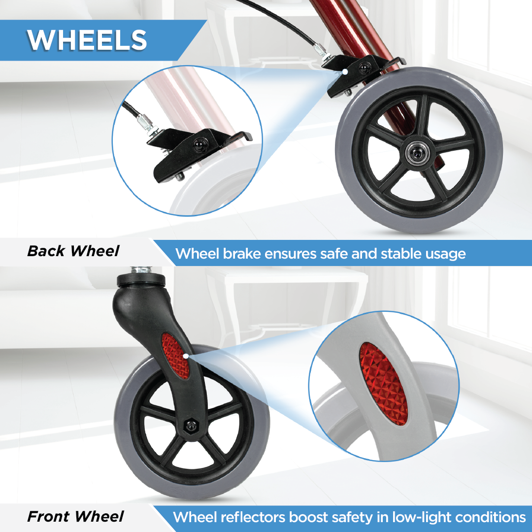 Vissco Dura Rollator Walker - with Seat & Basket | Aluminum