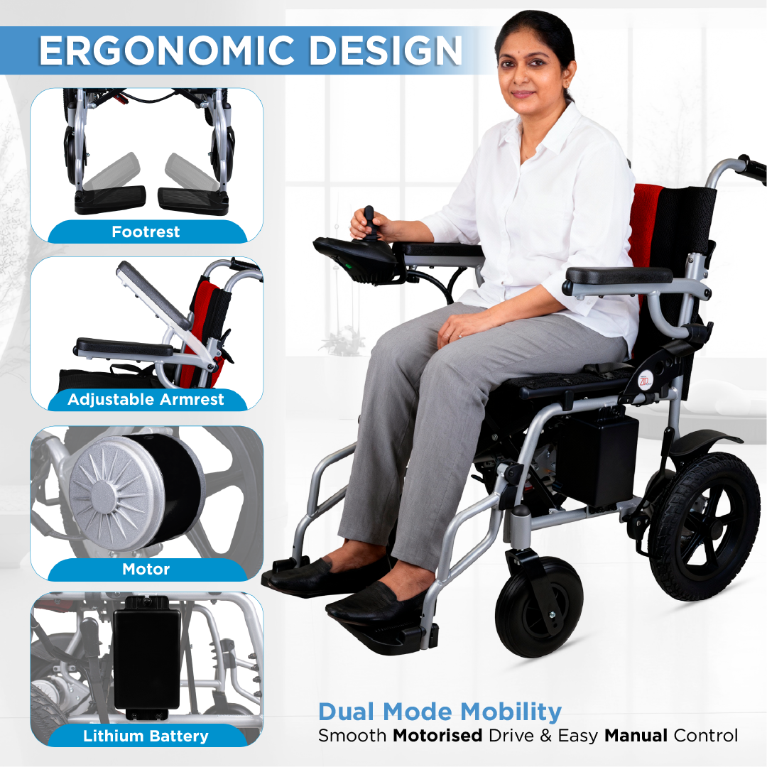 Vissco ZIP EZYFOLD Electric Wheelchair - Foldable with Joystick Controller
