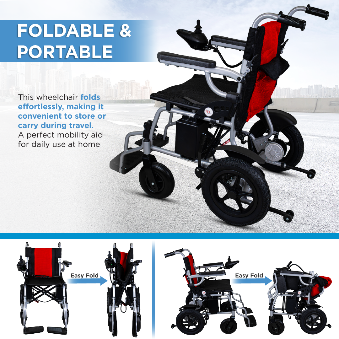 Vissco ZIP EZYFOLD Electric Wheelchair - Foldable with Joystick Controller