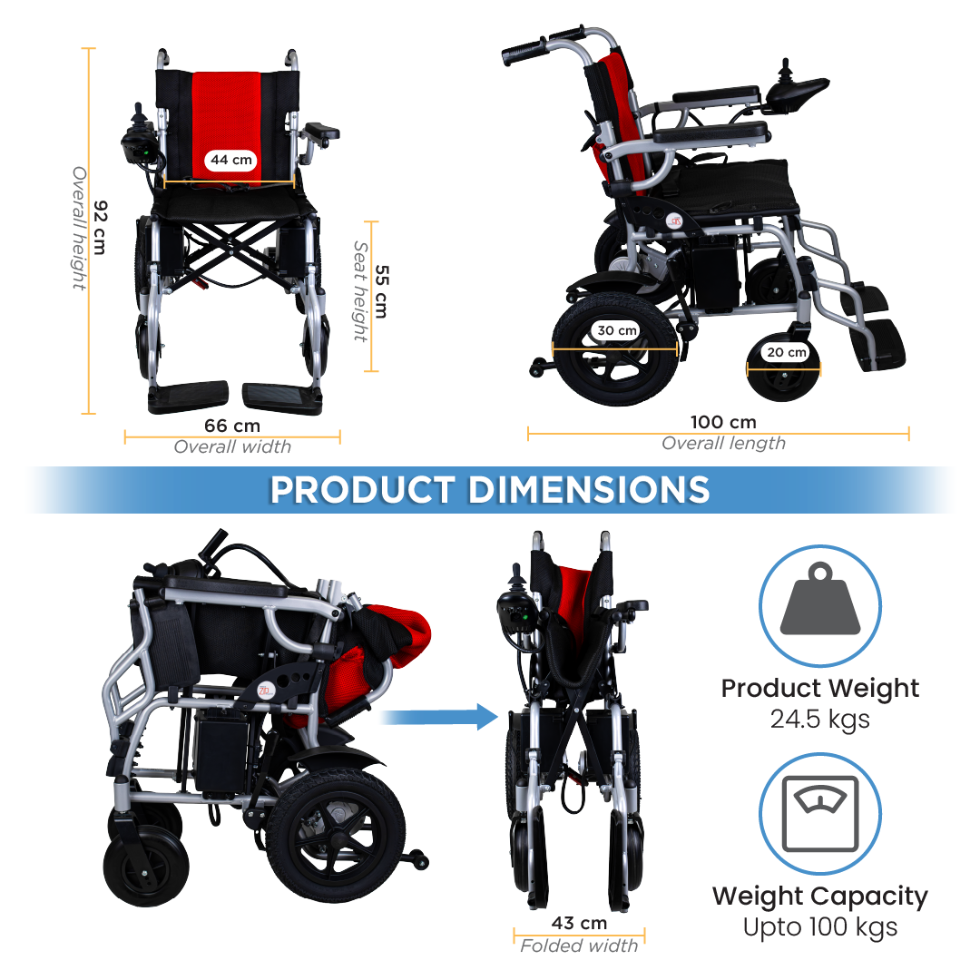 Vissco ZIP EZYFOLD Electric Wheelchair - Foldable with Joystick Controller