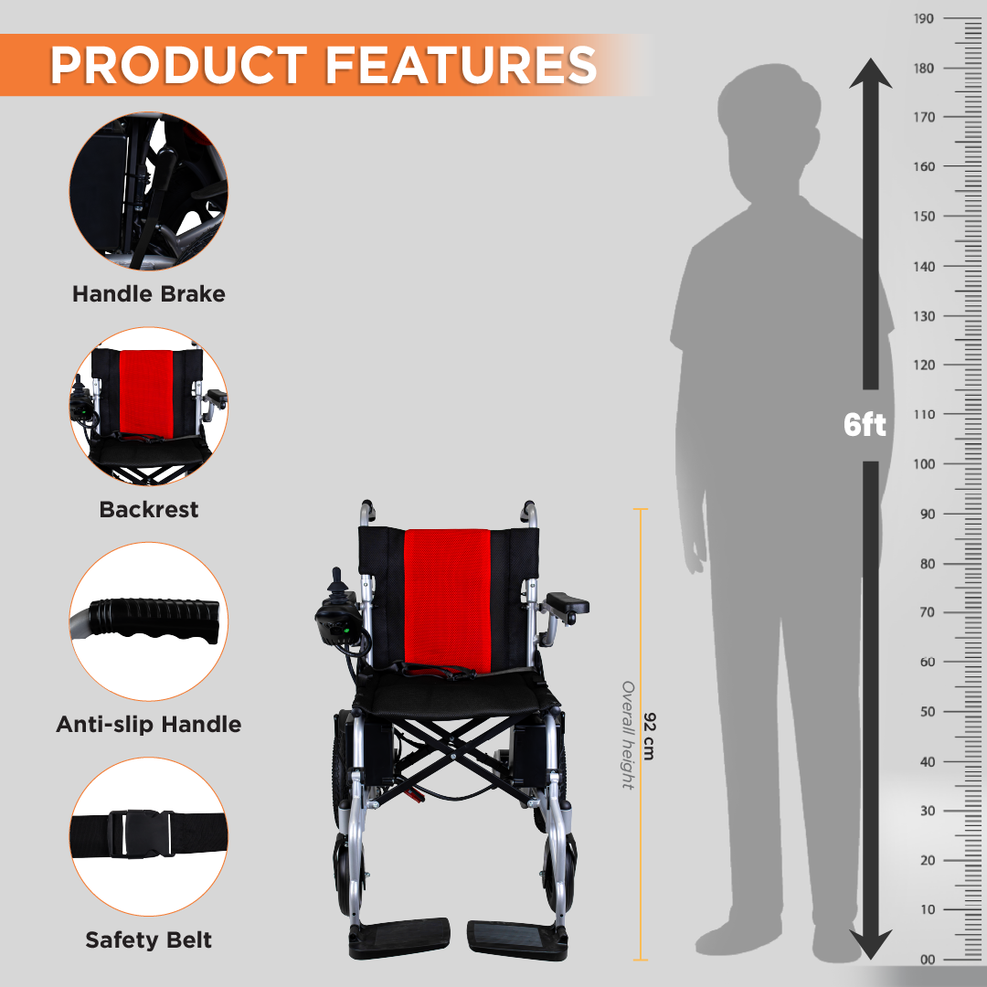 Vissco ZIP EZYFOLD Electric Wheelchair | Foldable, Lightweight Power Wheelchair with Joystick Controller, 20km Range, 100kg Capacity, Adjustable Footrest & Safety Belt | Compact Travel Mobility Chair