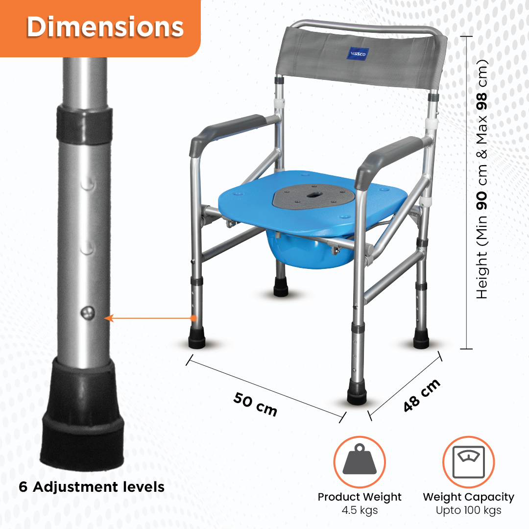 Comfort 3 in 1 Foldable Commode Shower Chair Bath Aid with Washable Vissco Next