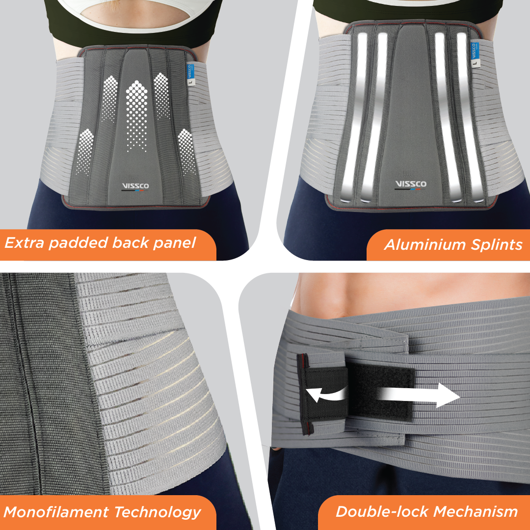 Lumbo Sacral Belt | Supports the Lumbar Spine | Corrects Posture & Relieves Back Pain (Grey)