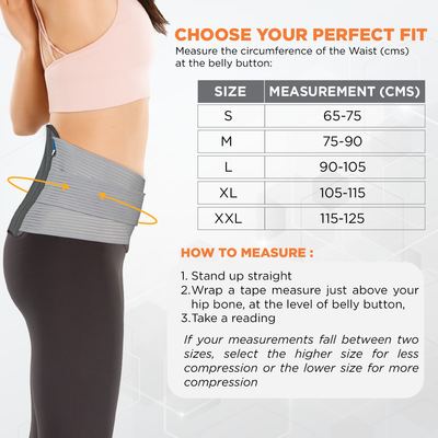 Lumbo Sacral Belt | Supports the Lumbar Spine | Corrects Posture & Relieves Back Pain (Grey)