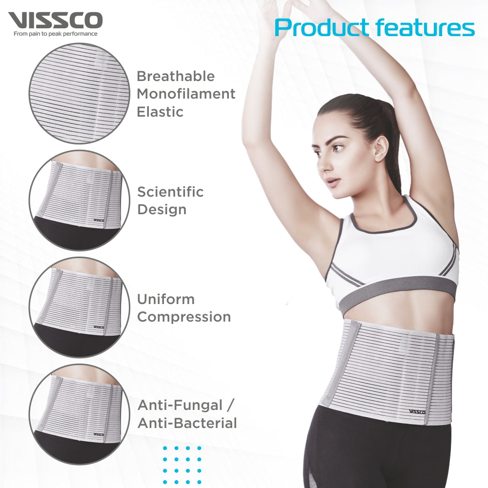 Abdominal Belt | For Abdominal Support & Post Pregnancy Pain |  Tones up Abdominal Muscles (Grey) - Vissco Next