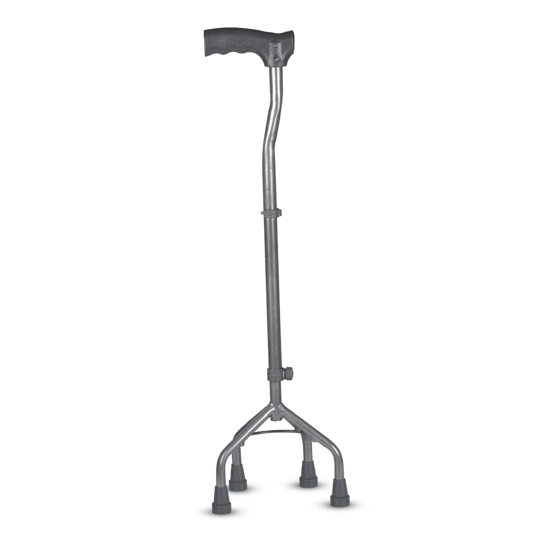 Medipedic Quadripod Powder Coated Stick for Physically Challeged | Light Weight & Adjustable Height (Grey)