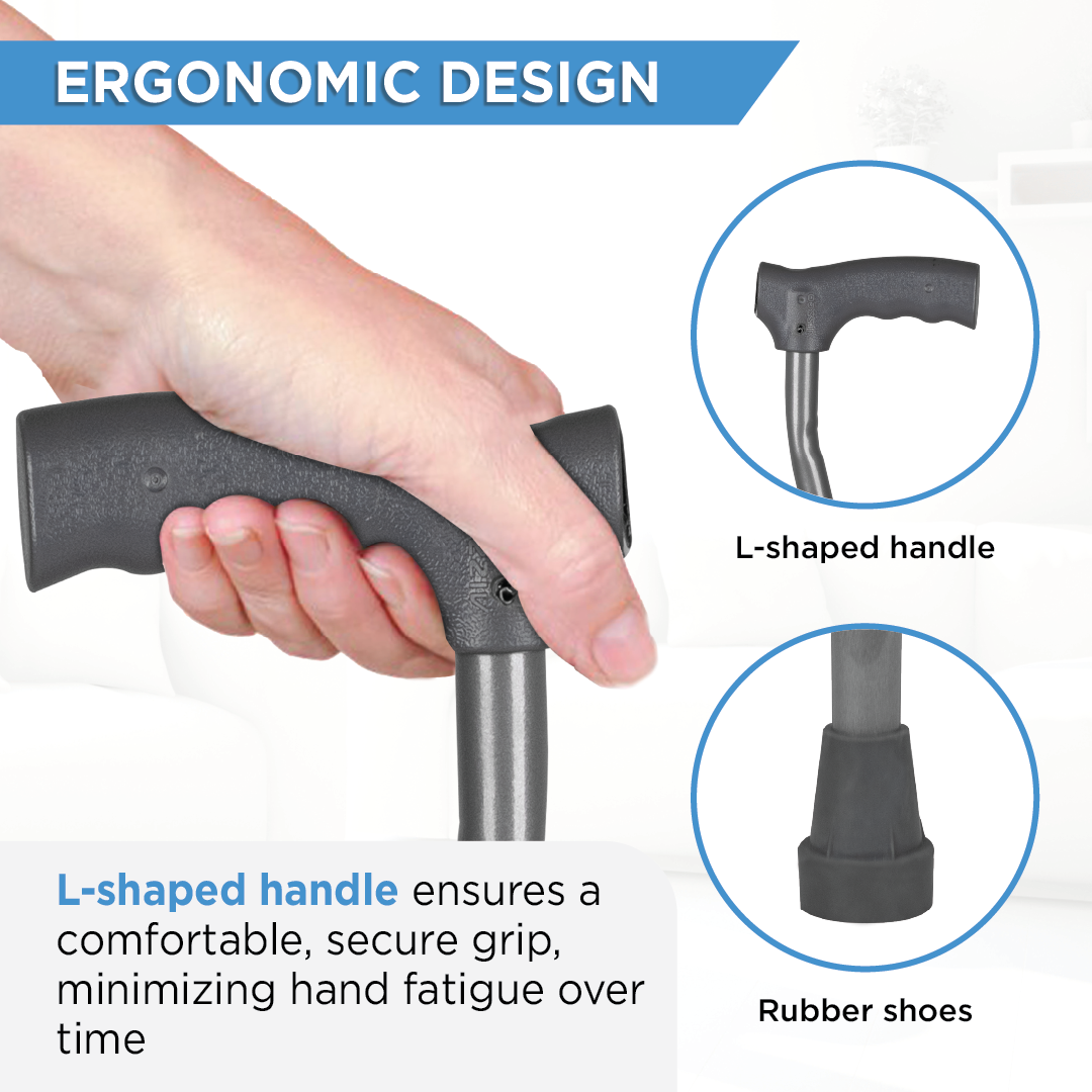 Vissco Medipedic Walking Stick - Quadripod, L-Shaped | Mild Steel