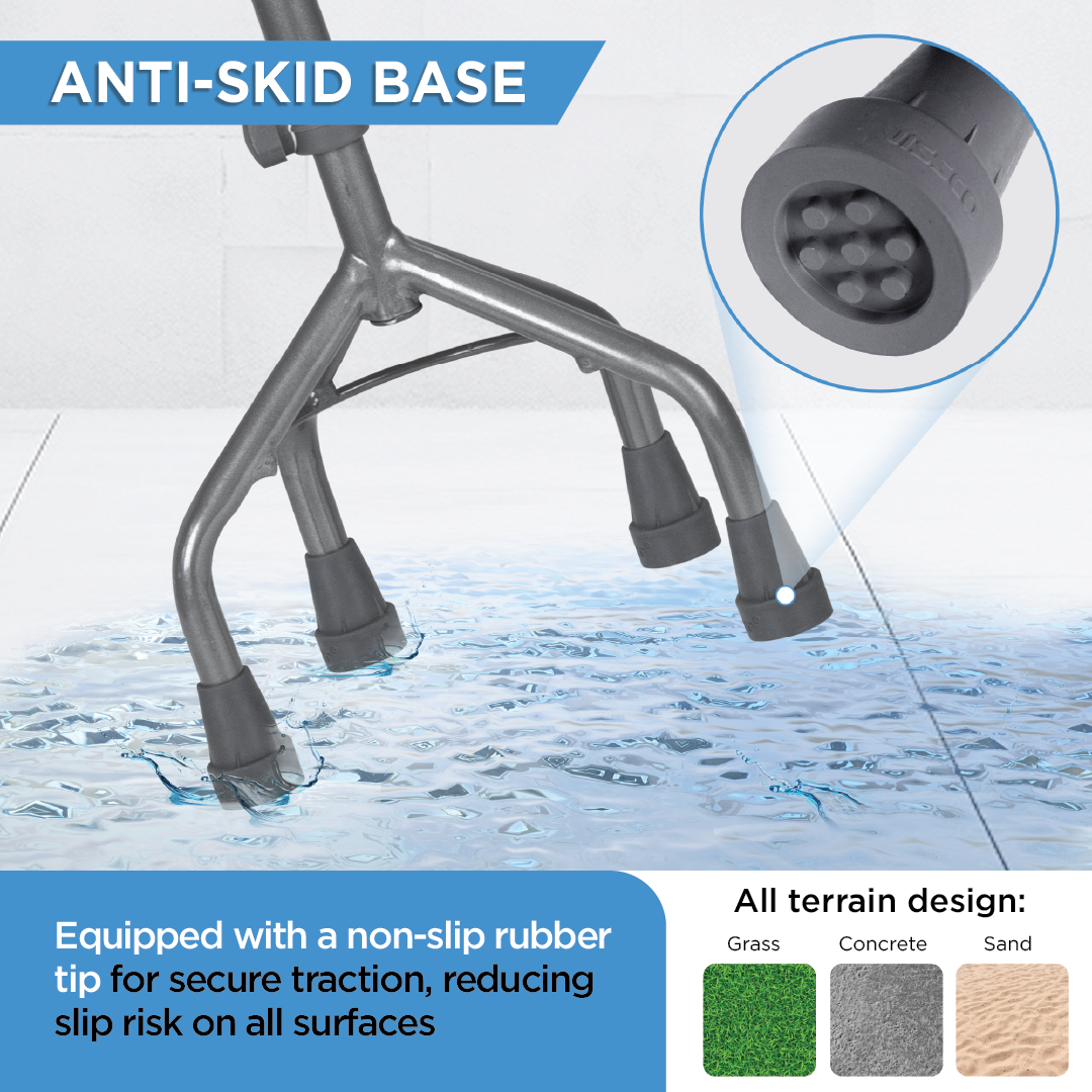 Vissco Medipedic Walking Stick - Quadripod, L-Shaped | Mild Steel