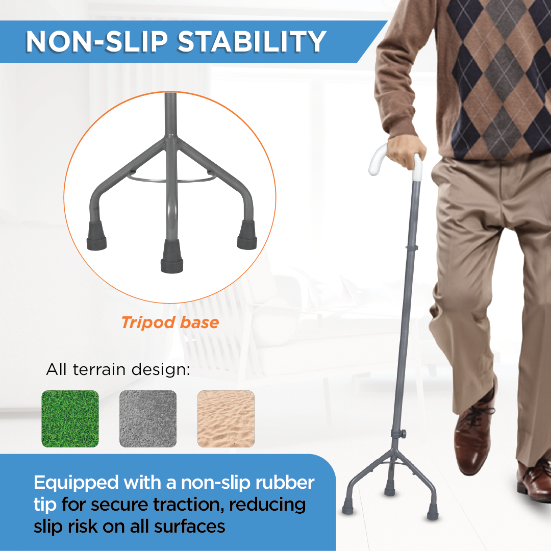 Vissco Medipedic Walking Stick - Quadripod, L-Shaped | Mild Steel