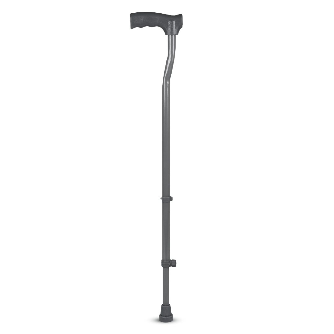 Medipedic Single Powder Coated Stick for Physically Challenged | Light Weight & Adjustable Height (Grey)