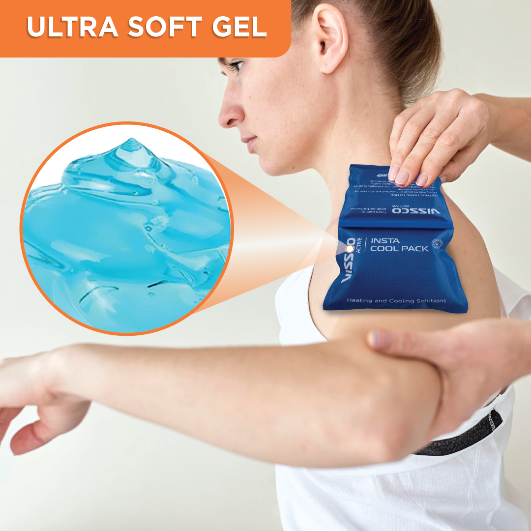 Insta Cool Gel Pack (2 Pieces) | Provides Instant Cooling Solution to Relieve Pain & Joint Stiffness (Blue)