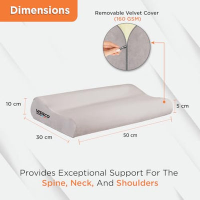 Cervical Pillow | Neck Pillow to Maintain Correct Posture of the Neck & Spine Alignment (Grey)