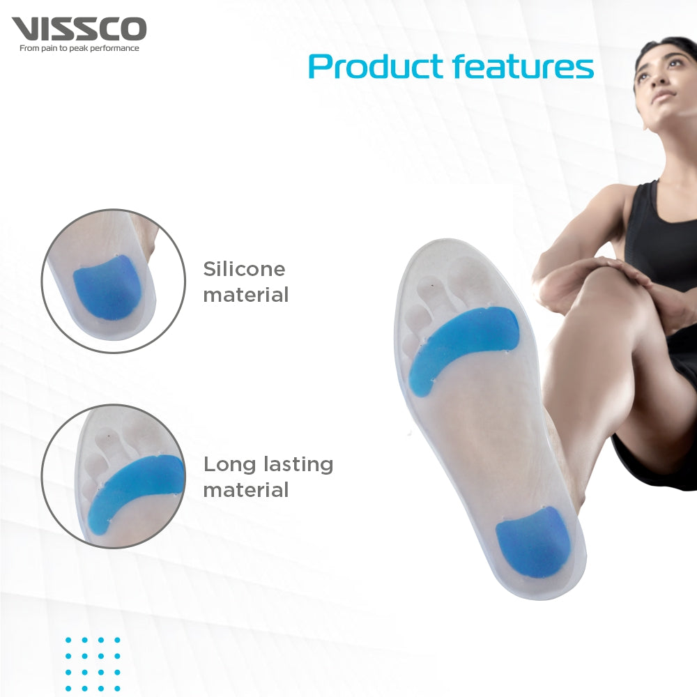 Silicone Insoles | Provides Foot Support for relieving  Foot Pain |Shock Absorber | Shoe Insole for Sports (Grey)