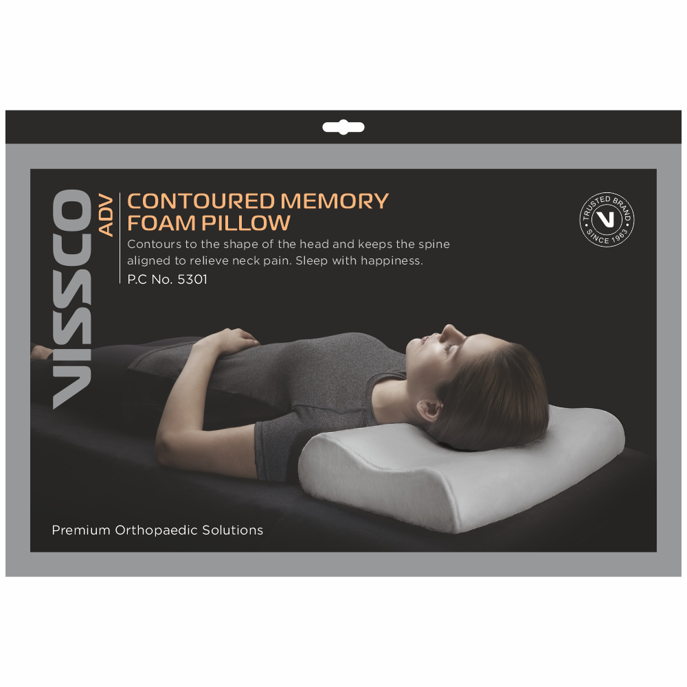 Contoured Memory Foam Pillow| Provides Muscle Relaxation & Relives Neck Muscle Strain (Grey)