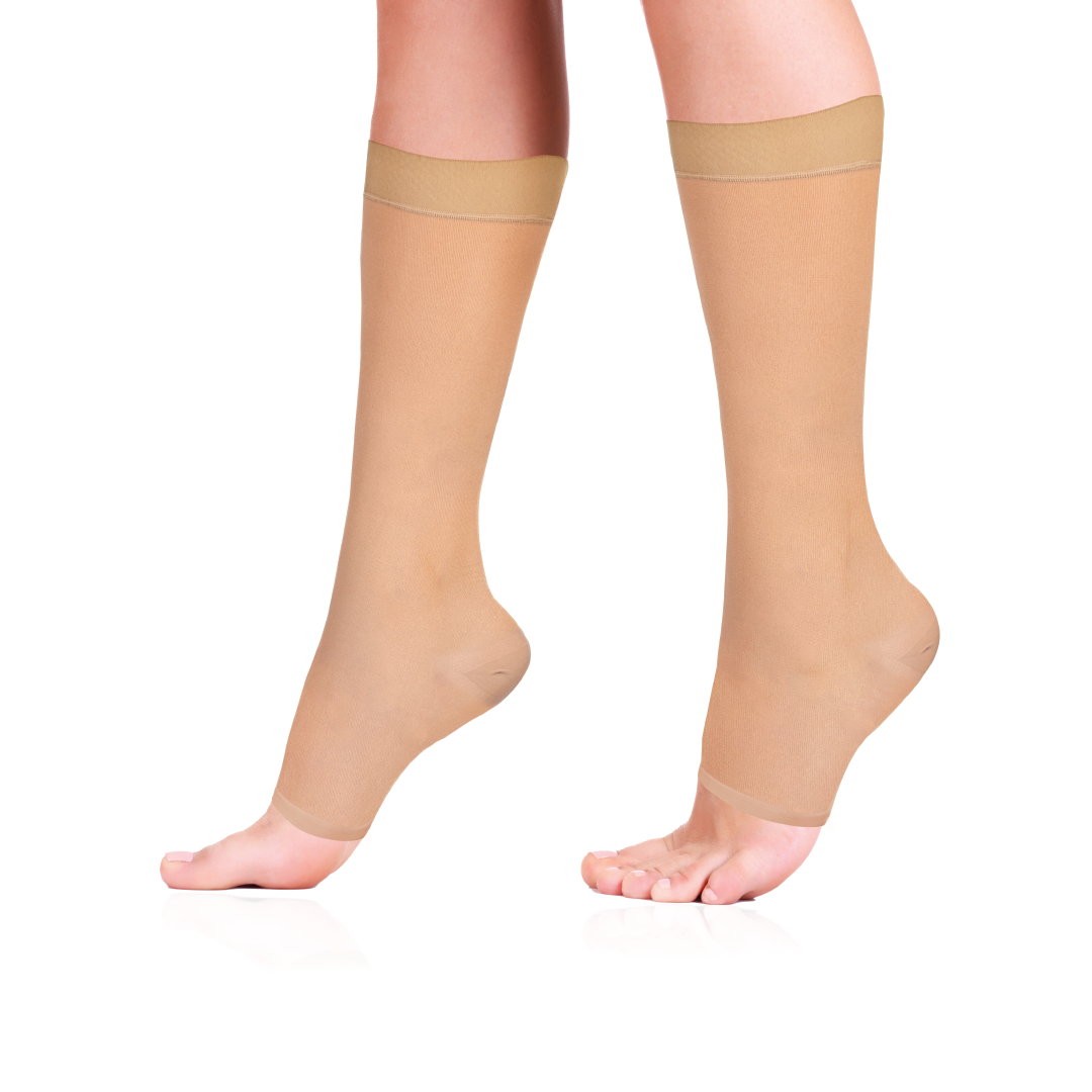 Vissco Medical Compression Stockings - Class II (23-32 mmHg) | Knee Length, Open Toe