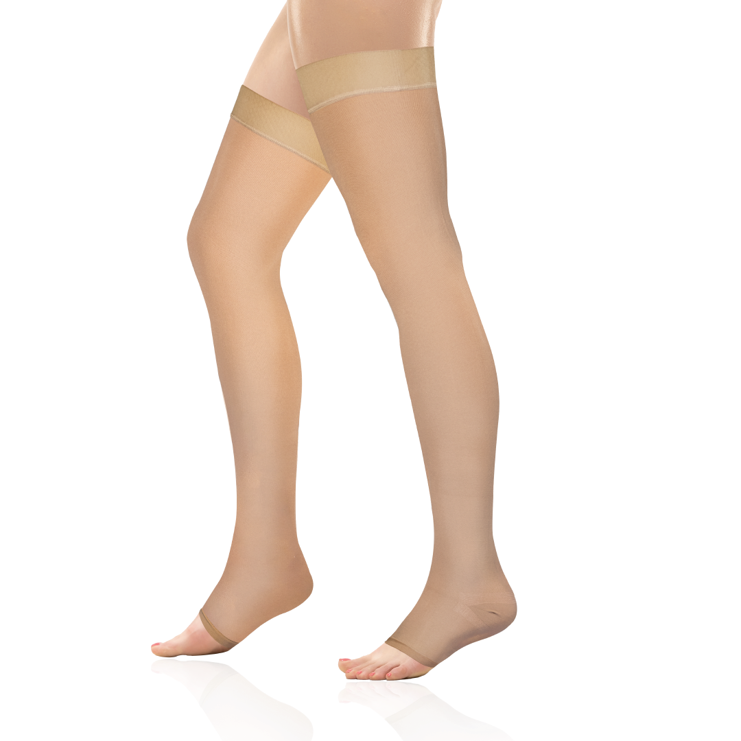 Vissco Medical Compression Stockings - Class II (23-32 mmHg) | Thigh Length, Open Toe