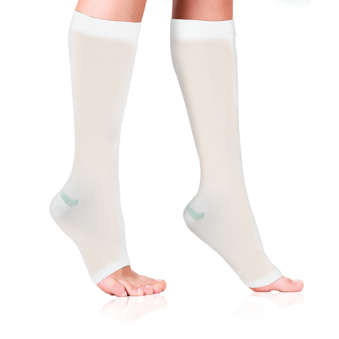 Anti-Embolism - Knee (Mild Support) | Improves Blood Circulation | Swollen | Tired | Aching Legs  (White)