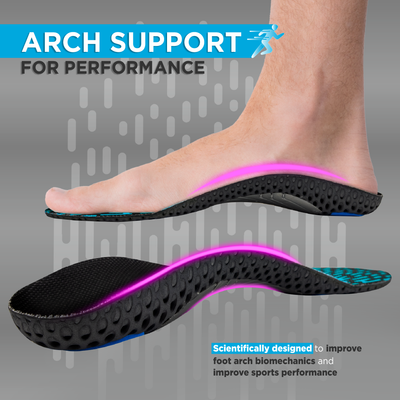 Footso Nxt Performance Insole by VISSCO | High Arch Support Gel & Memory Foam Insoles | Heel Cushioning, Odor-Free Inserts for Supination, Plantar Fasciitis Relief, Running, Walking, Sports & Work Shoes