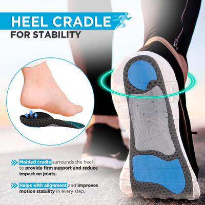 Footso Nxt Performance Insole by VISSCO | High Arch Support Gel & Memory Foam Insoles | Heel Cushioning, Odor-Free Inserts for Supination, Plantar Fasciitis Relief, Running, Walking, Sports & Work Shoes