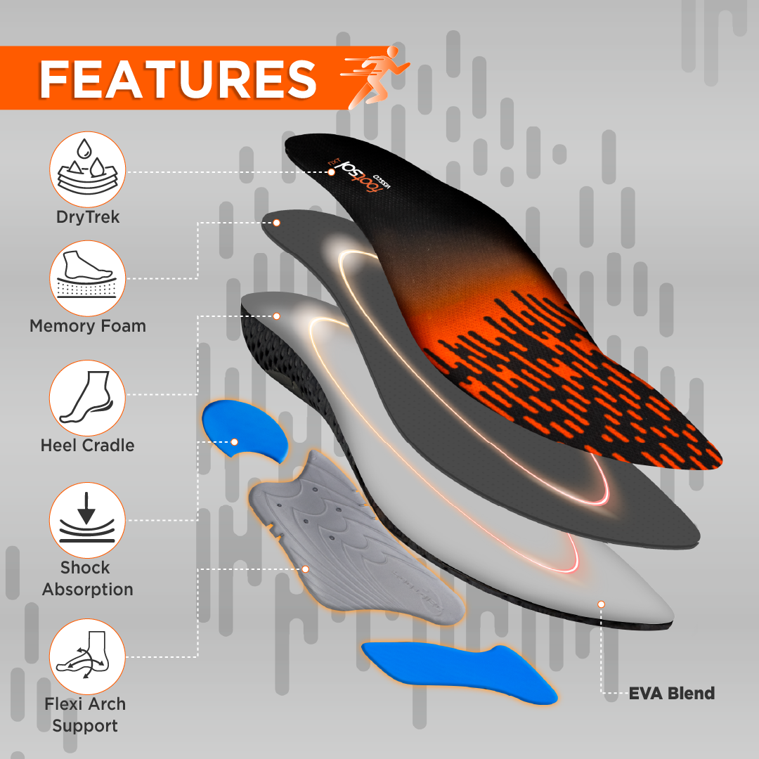 Footsol NXT Performance Insole by Vissco - Medium Arch Orthopedic Insoles