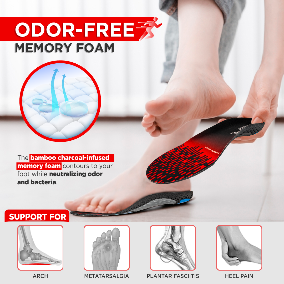 Footsol Nxt Performance Insole by VISSCO Low Arch Flat Foot Support Gel Insoles Memory Foam, Pronation Control, Heel Cushioning, Odor-Free