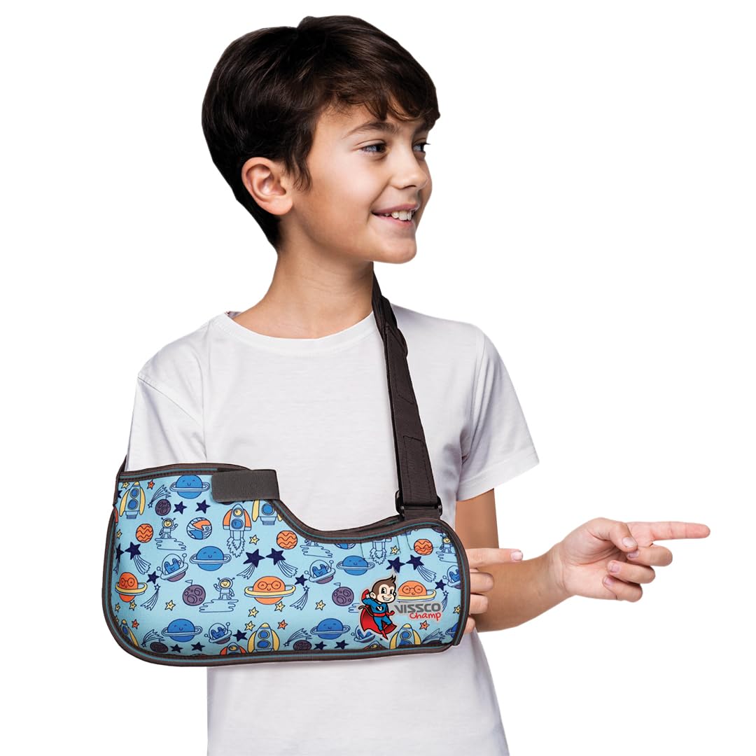 Vissco Champ Arm Sling Shoulder Support for Kids, Fracture Support, Immobilization, Prevents Shoulder Dislocation, Skin Friendly & Breathable Material.